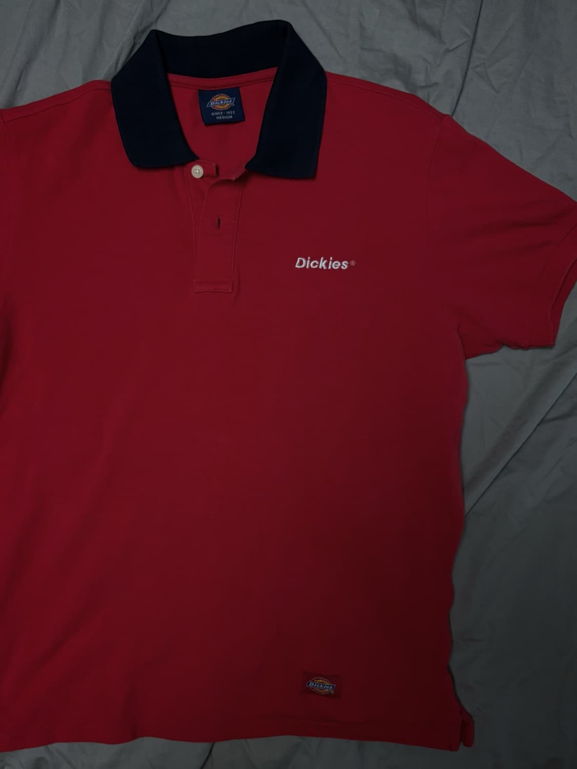 [M] 디키즈(Dickies) 로고 자수 배색 카라티 레드 상품이미지5