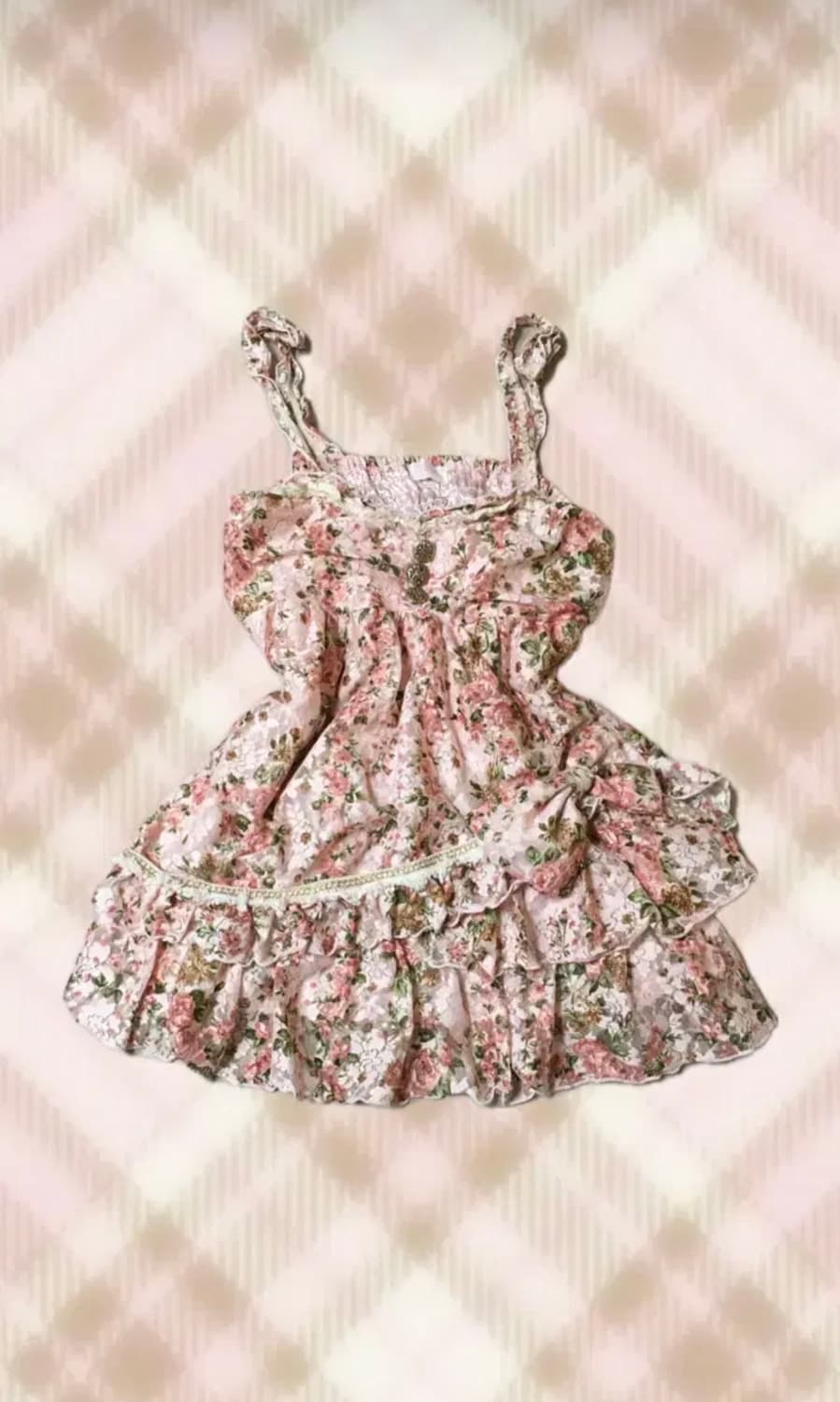 리즈리사 플로럴 꽃 캐미솔 슬리브리스 원피스 히메 갸루 러블리 로걀 라떼 상품이미지1