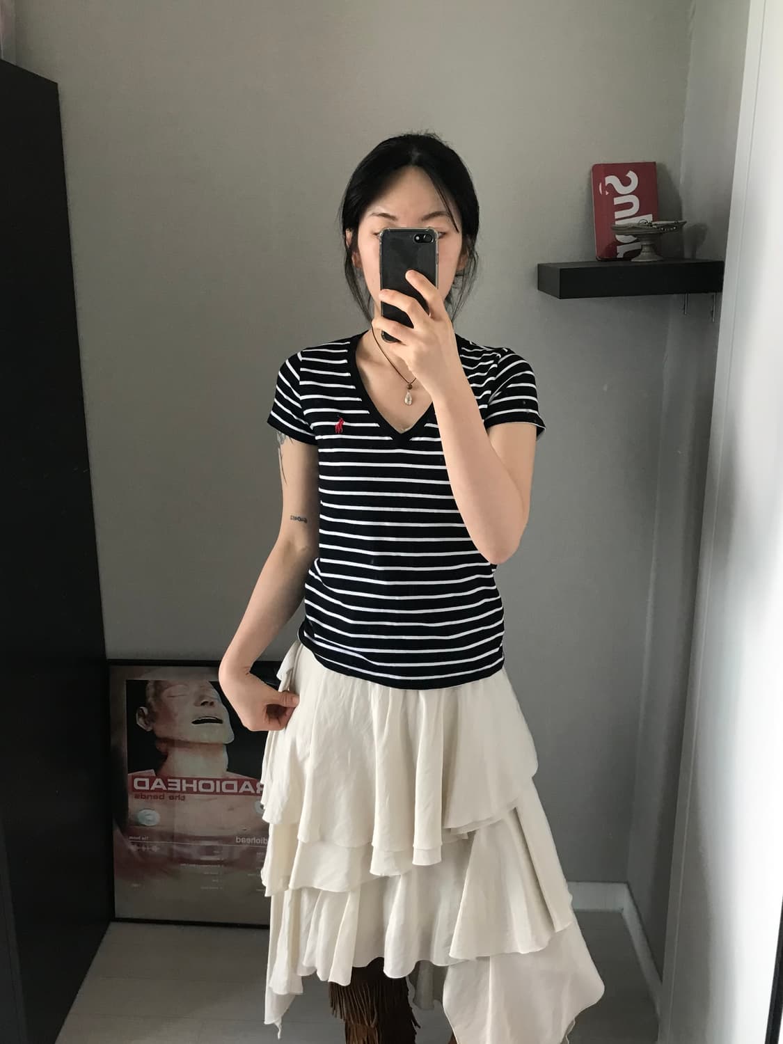 폴로 랄프로렌 포니로고 스트라이프 브이넥 반팔티 상품이미지1