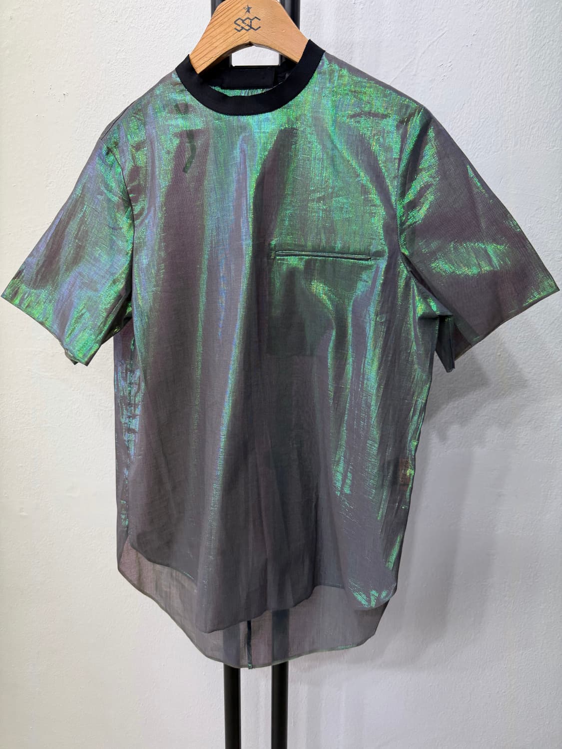 정품) COS 코스 여성 오간자 블랙 배색 반팔 셔츠 34 상품이미지3