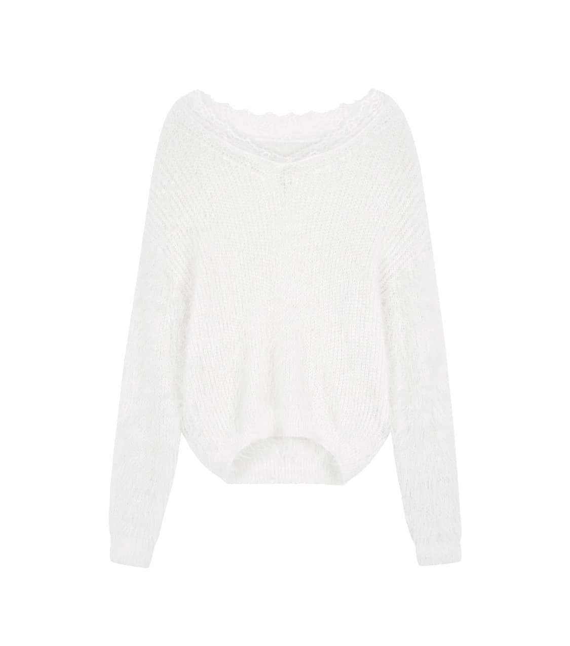 클리시어Blush lace off- shoulder knit, White 상품이미지1