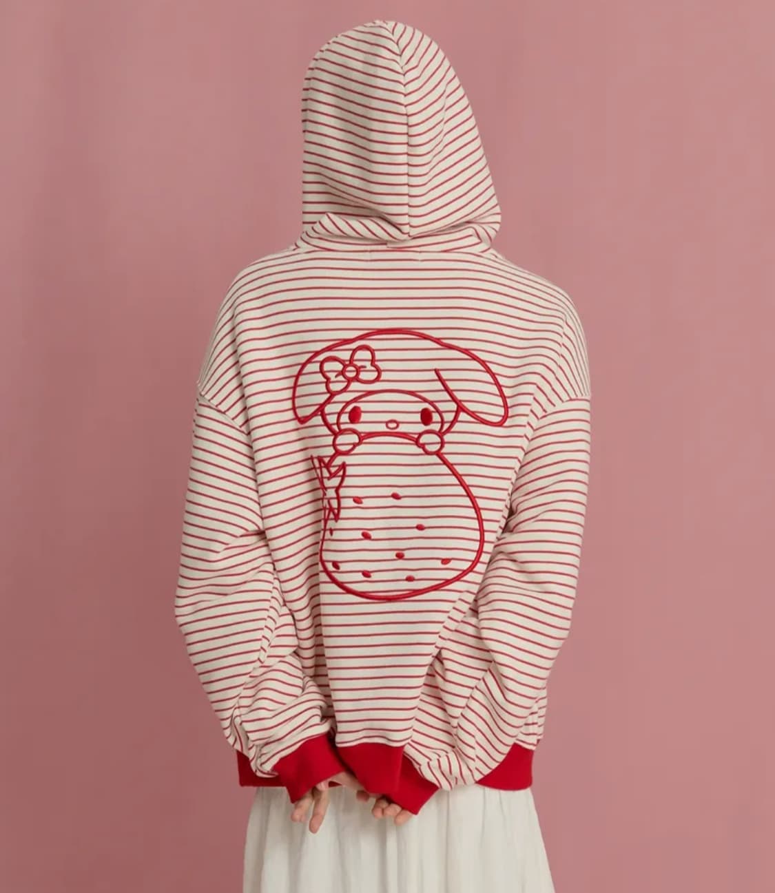 와이케이 마이멜로디 스트라이프 후드 집업 레드 상품이미지2