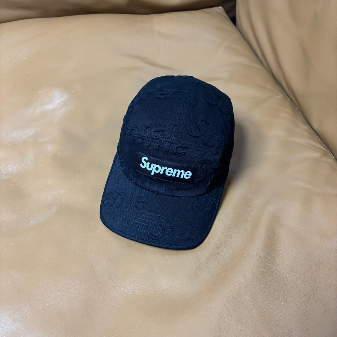 Supreme 슈프림 레이저드 로고 블랙 캠프캡 모자 (Black) 상품이미지1