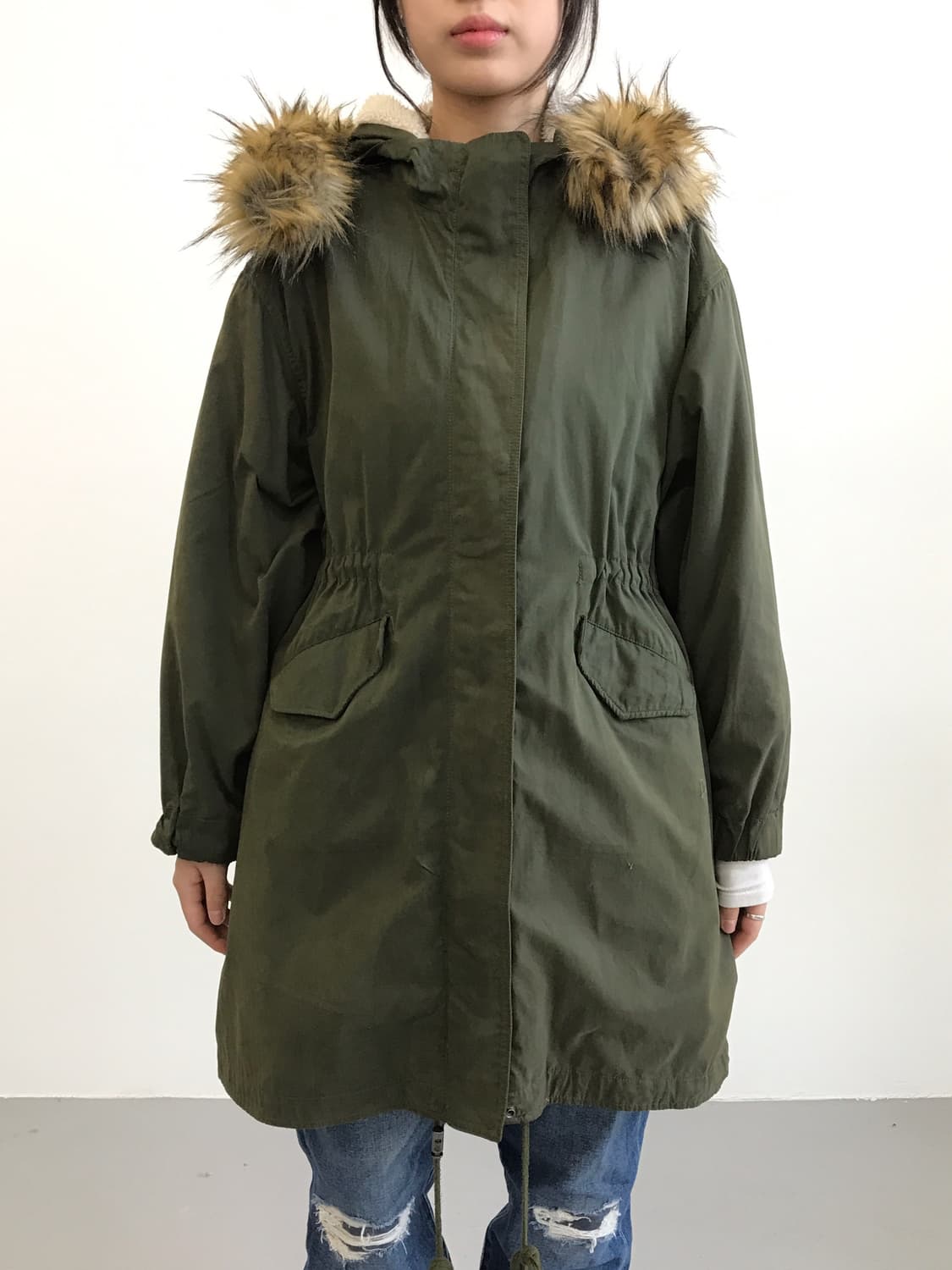 GLOBAL WORK Fur Hood Parka Olive 상품이미지2