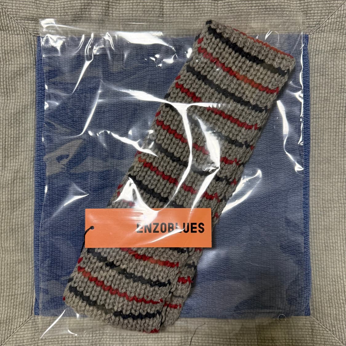 엔조블루스 스트라이프 미니 머플러 그레이 상품이미지2