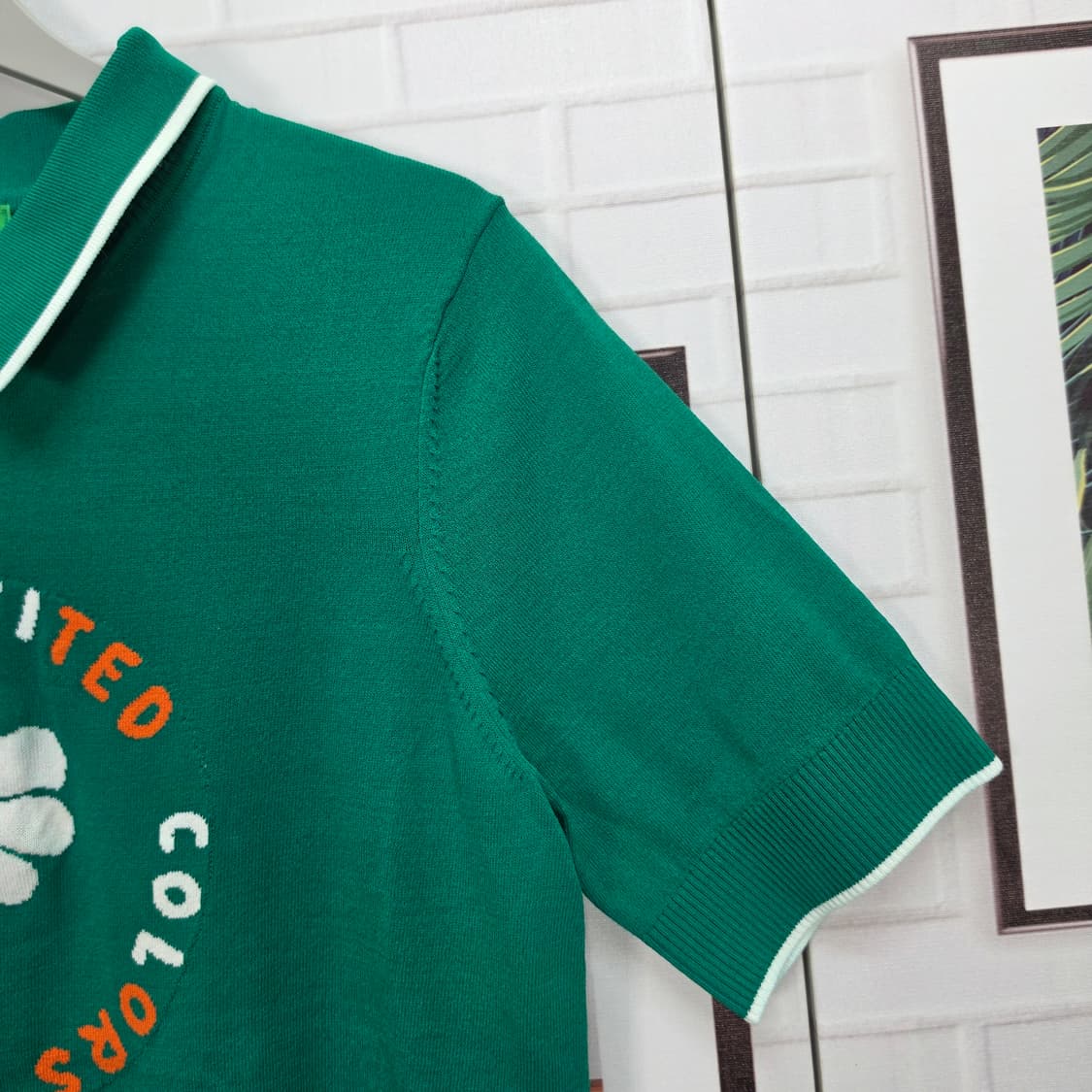 25SS 베네통 여성 반팔 칼라 니트 티셔츠 100(L)사이즈 새상품급 상품이미지4