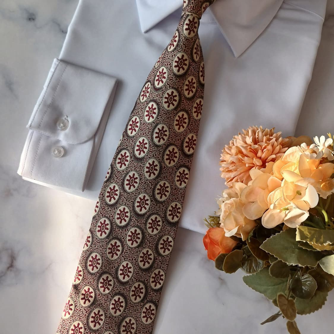 세루티 실크 버건디 패턴 넥타이 9.7cm A+등급 A19090
 상품이미지5