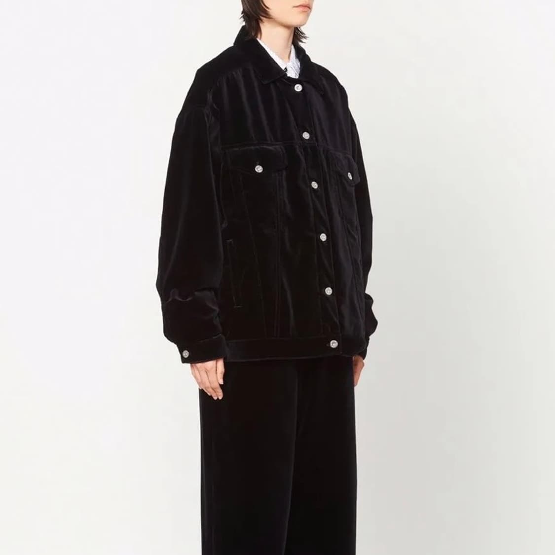 [S+급/36] 미우미우 벨벳 블루종 자켓 오버핏 블랙 상품이미지7