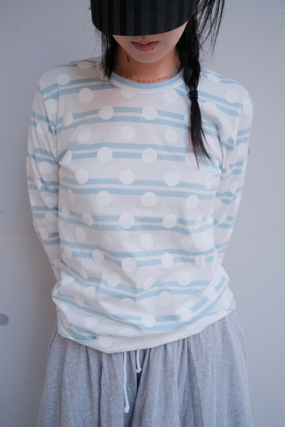Dot stripe long sleeve top 상품이미지1
