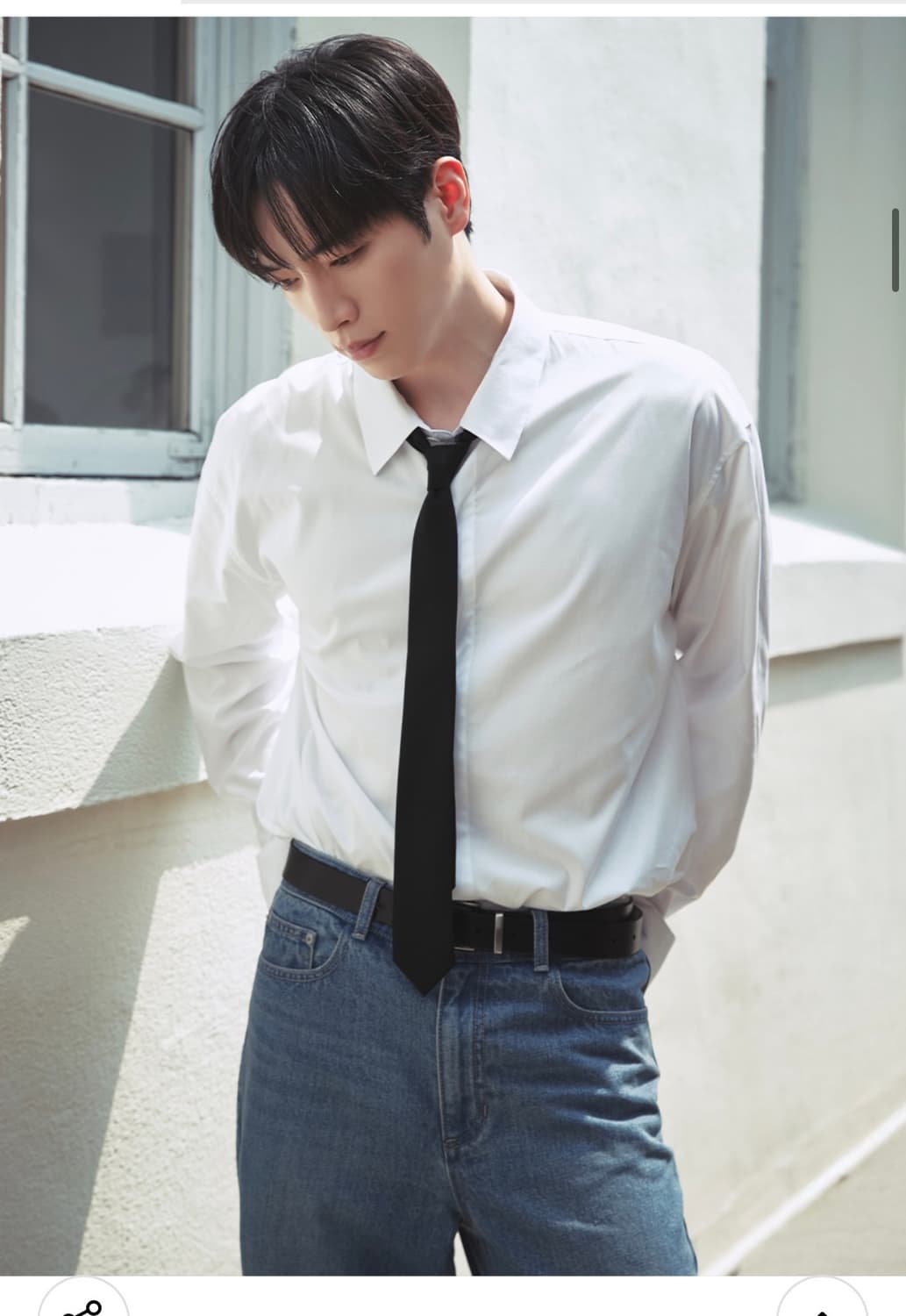 (L) 드로우핏 오버사이즈 히든 미니멀 셔츠 [WHITE] 판매 상품이미지1