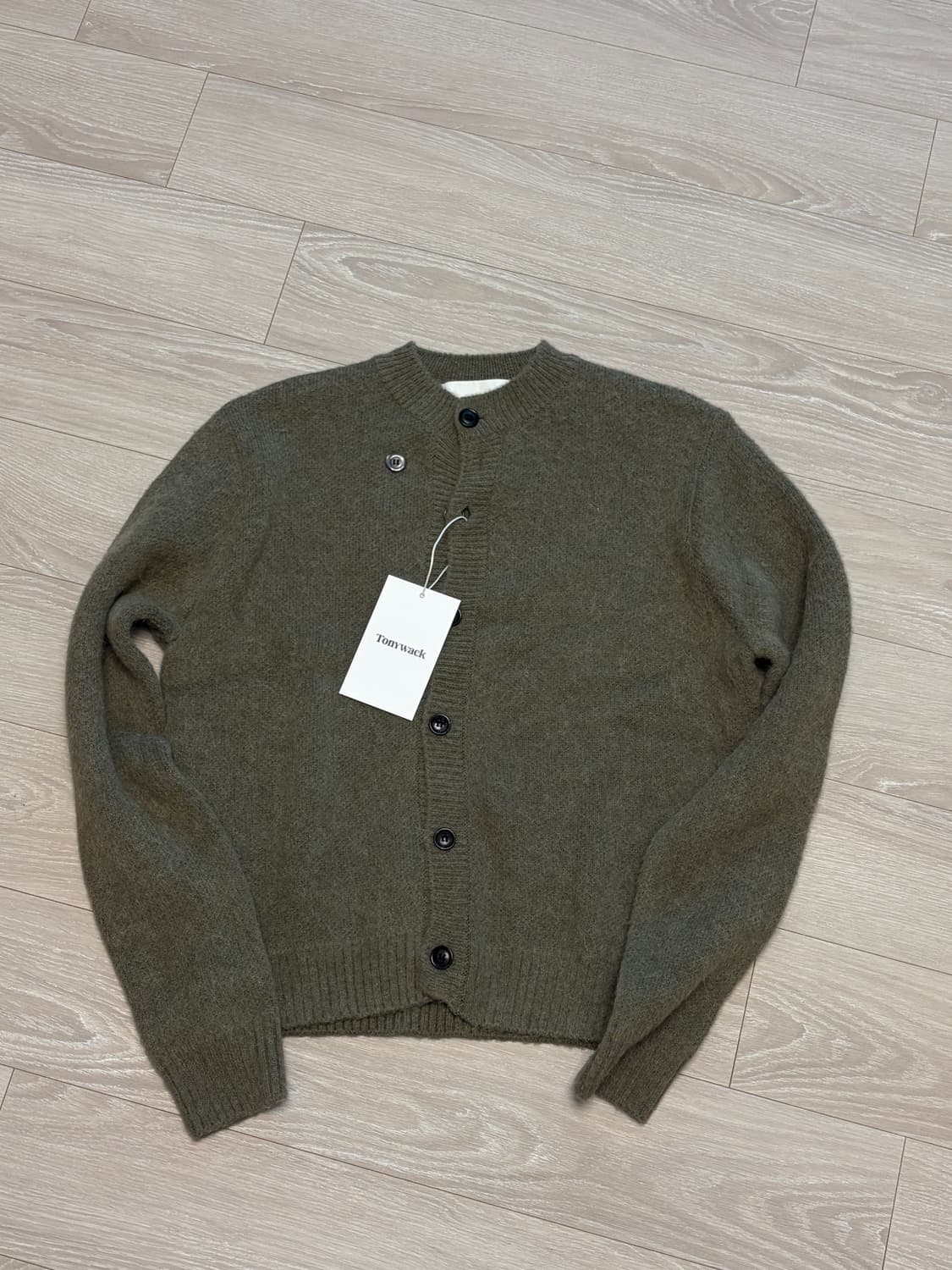S 토니웩 알파카 모헤어 크루넥 가디건 헤지 그린 새제품 판매 상품이미지1