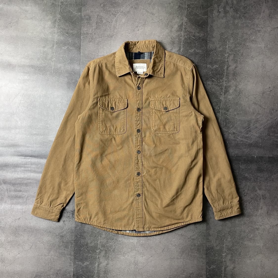 BOSTON TRADERS 빈티지 카멜 체크라이닝 코튼 자켓 A00340 상품이미지1