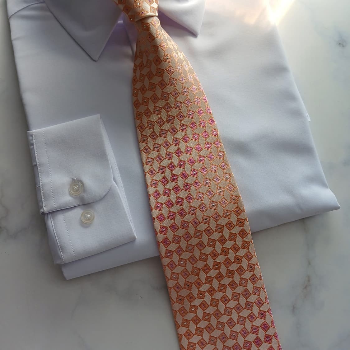 아쿠아스큐텀 실크 핑크 지오메트릭 넥타이 9cm A등급 A18561
 상품이미지5