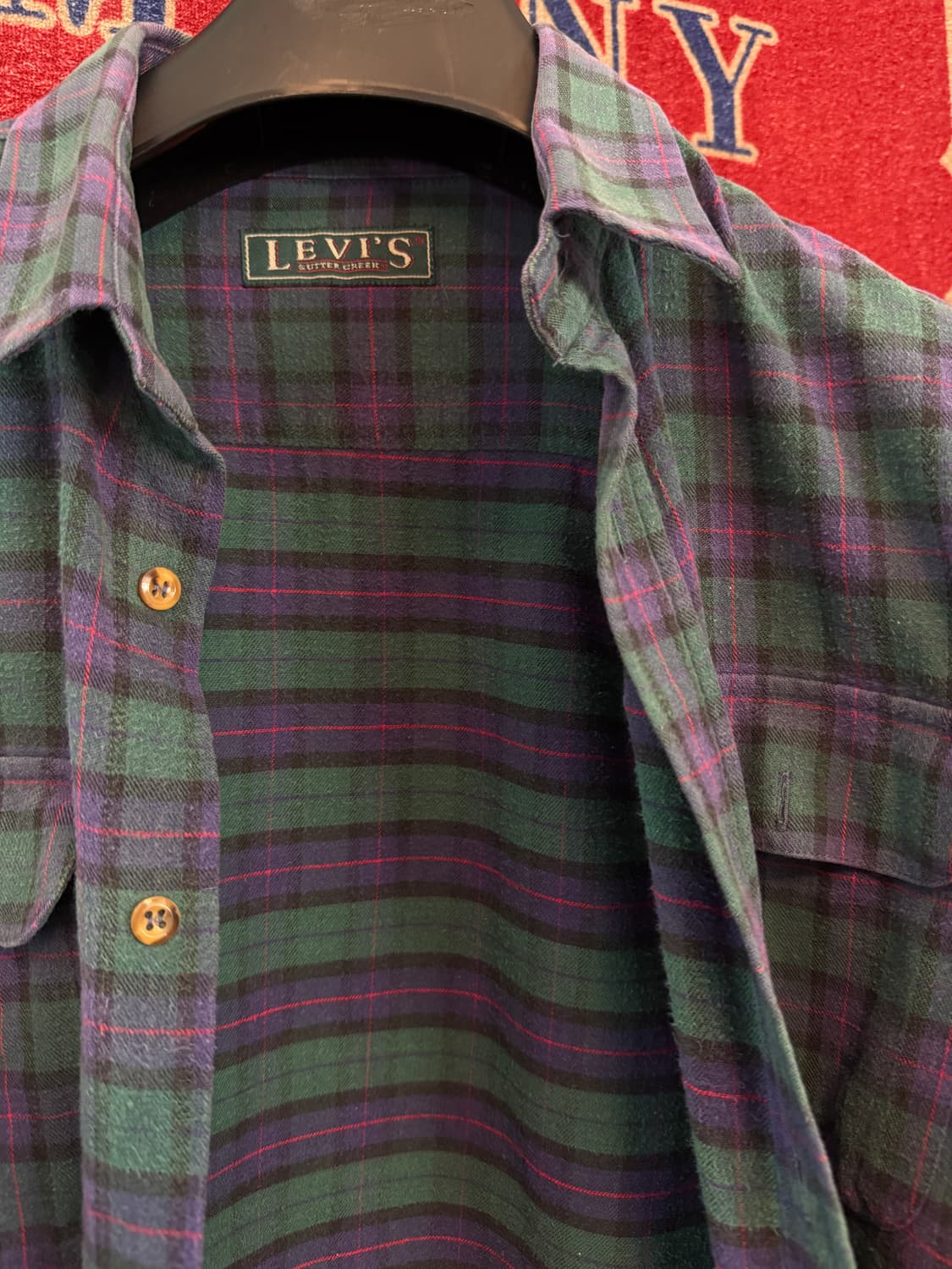 90s Levi’s Butter Green Flannel Shirts L 상품이미지3