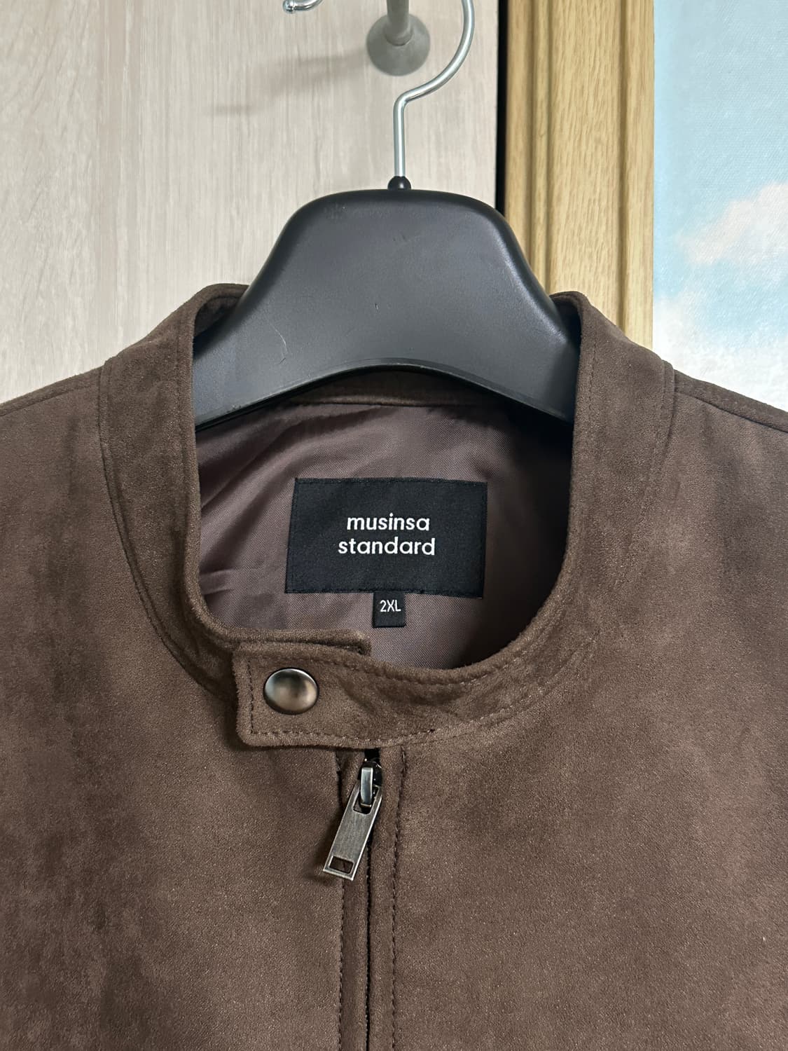 (2XL) 무탠다드 신세틱 스웨이드 레이서 재킷 [브라운] 상품이미지3