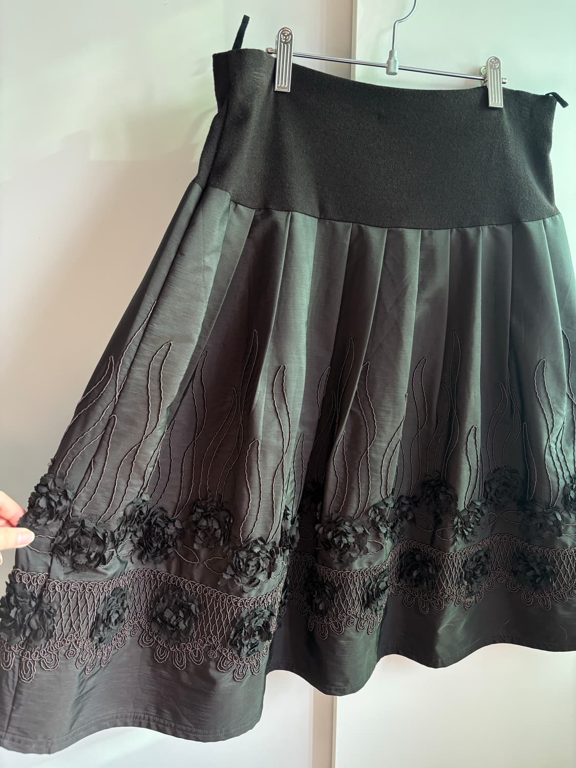 빈티지 블랙 꽃무늬 A라인 스커트 상품이미지5