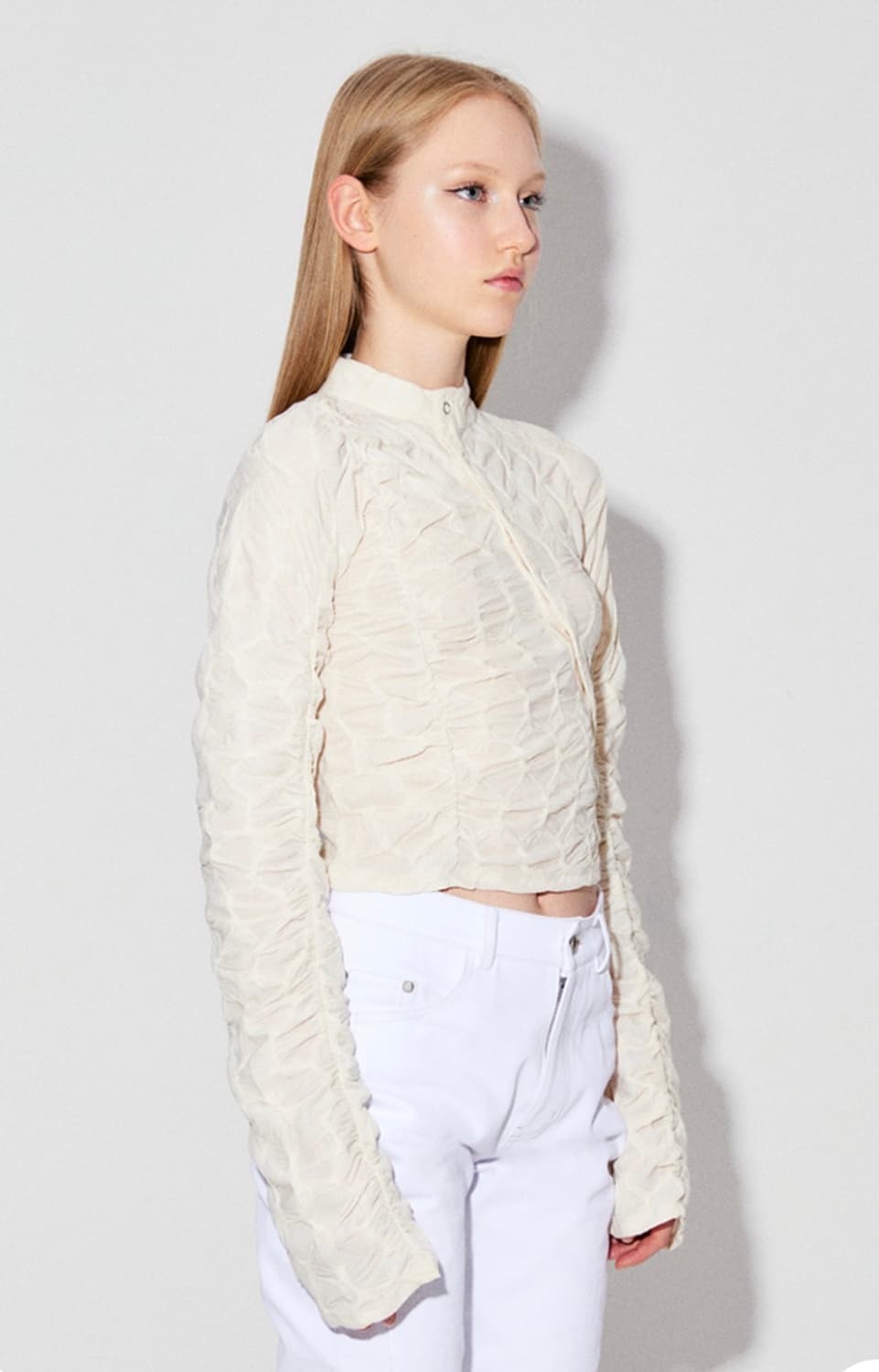 (새상품) 데비어퍼 셔링 탑 아이보리 OS 상품이미지1