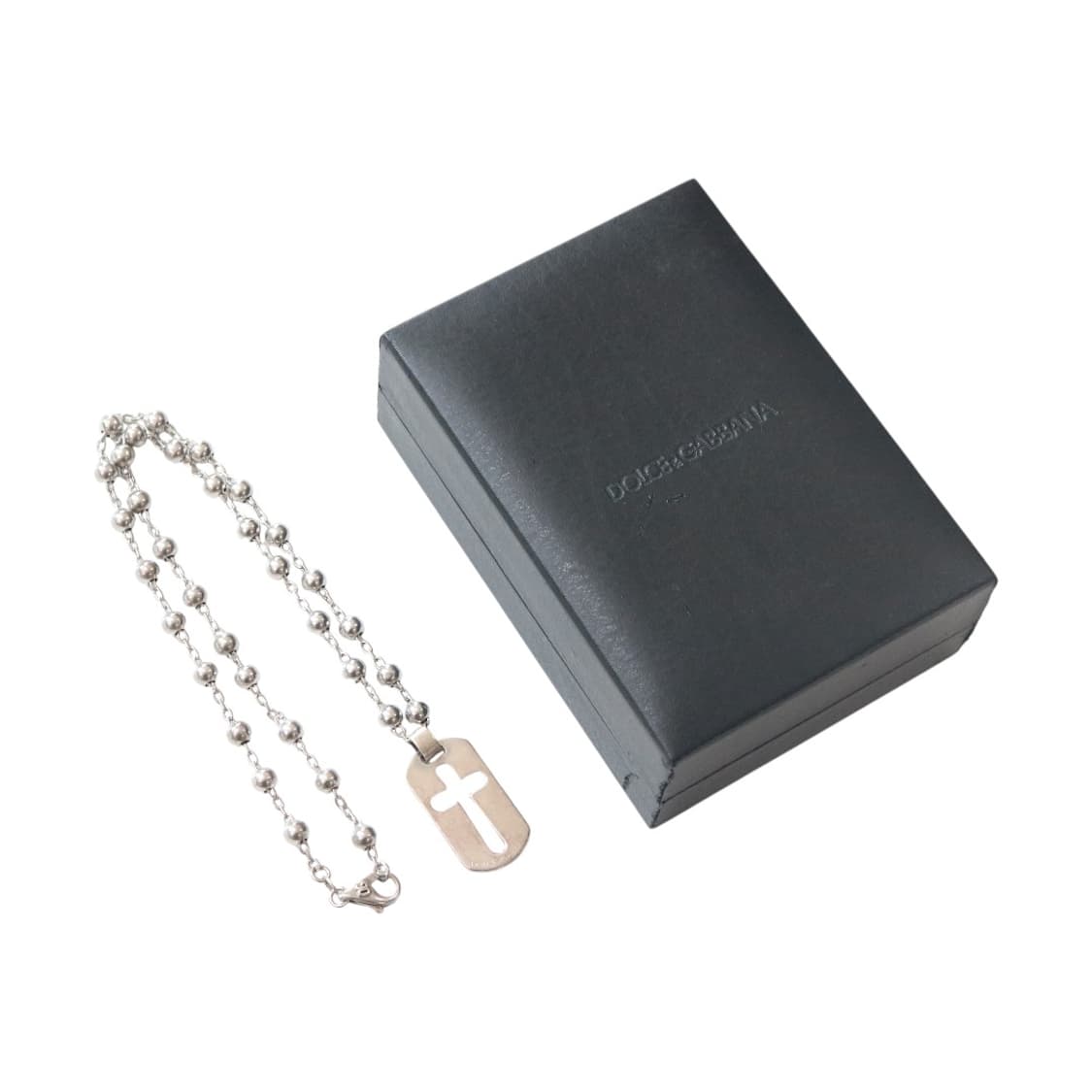 돌체앤가바나 빈티지 크로스 도그택 볼체인 목걸이 상품이미지1