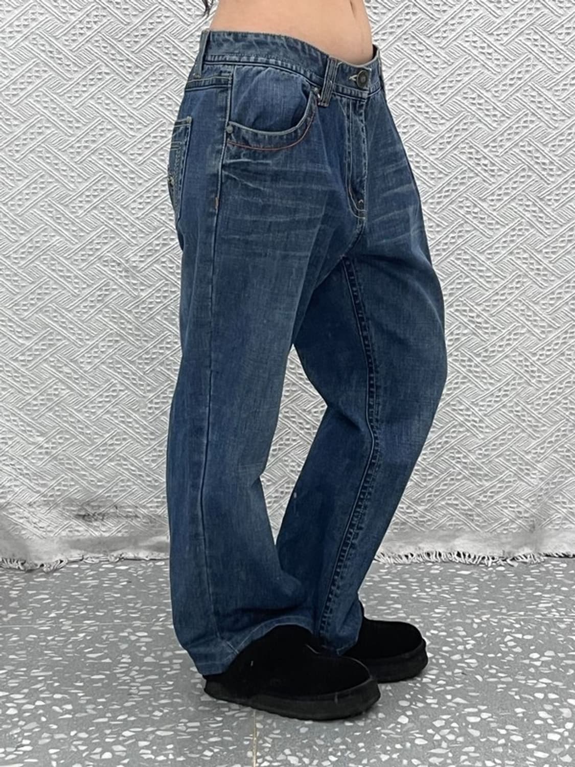 본 더치 올드스쿨 펑크 키치 포켓자수 데님팬츠 34인치 C11083 상품이미지2