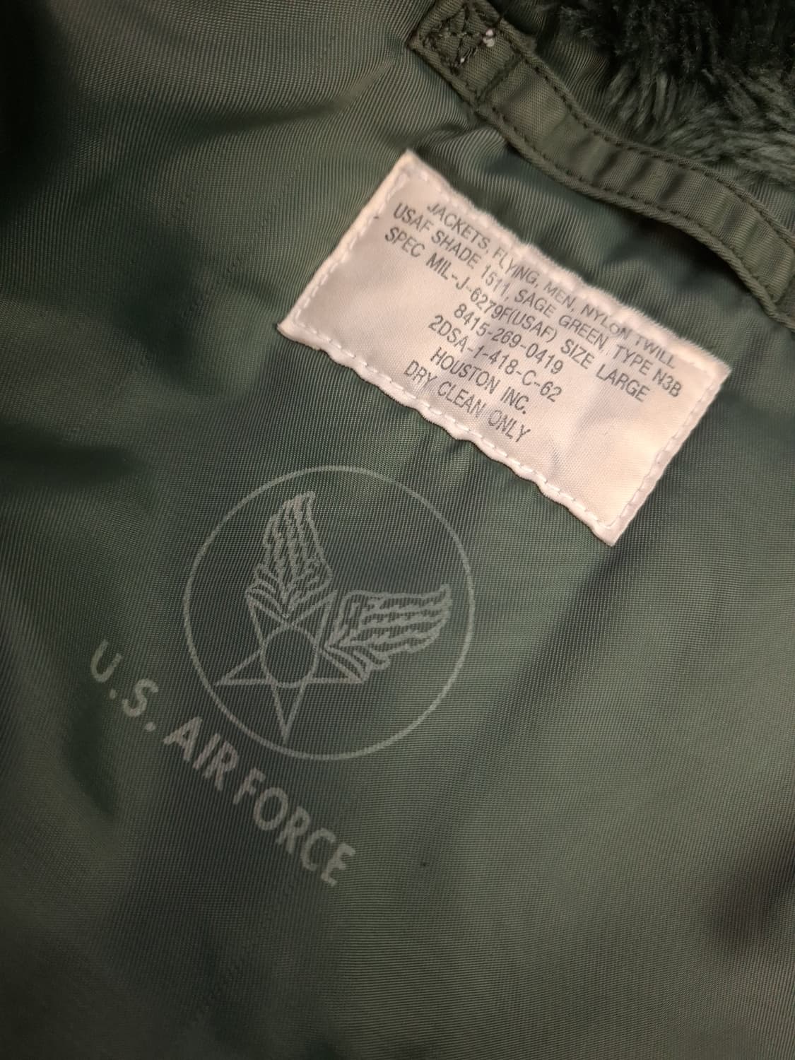 오리지날 휴스턴 미공군 N-3B 파카 상품이미지7