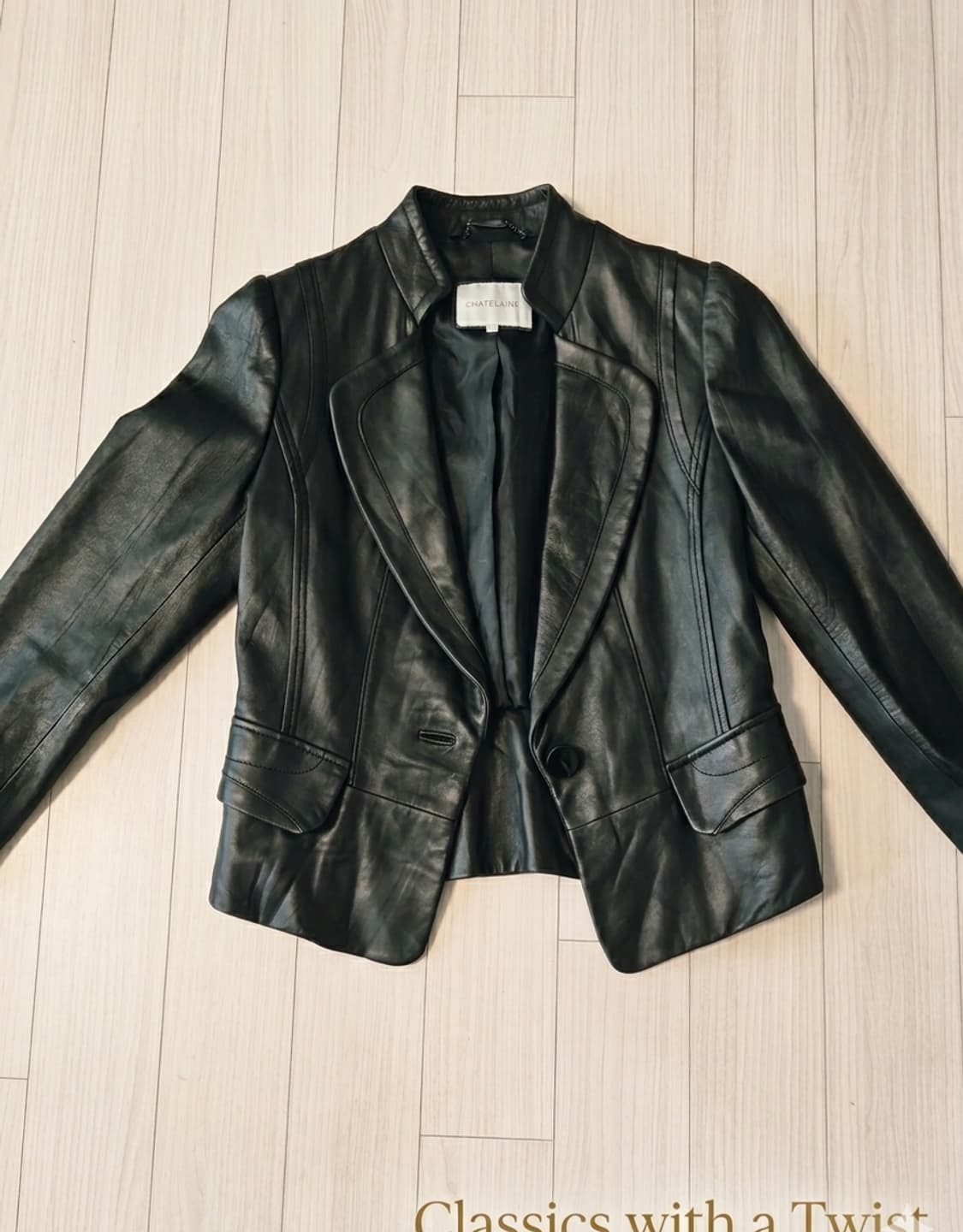샤틀렌(CHATELAINE) 천연 양가죽 페플럼 자켓 (90사이즈) 상품이미지1