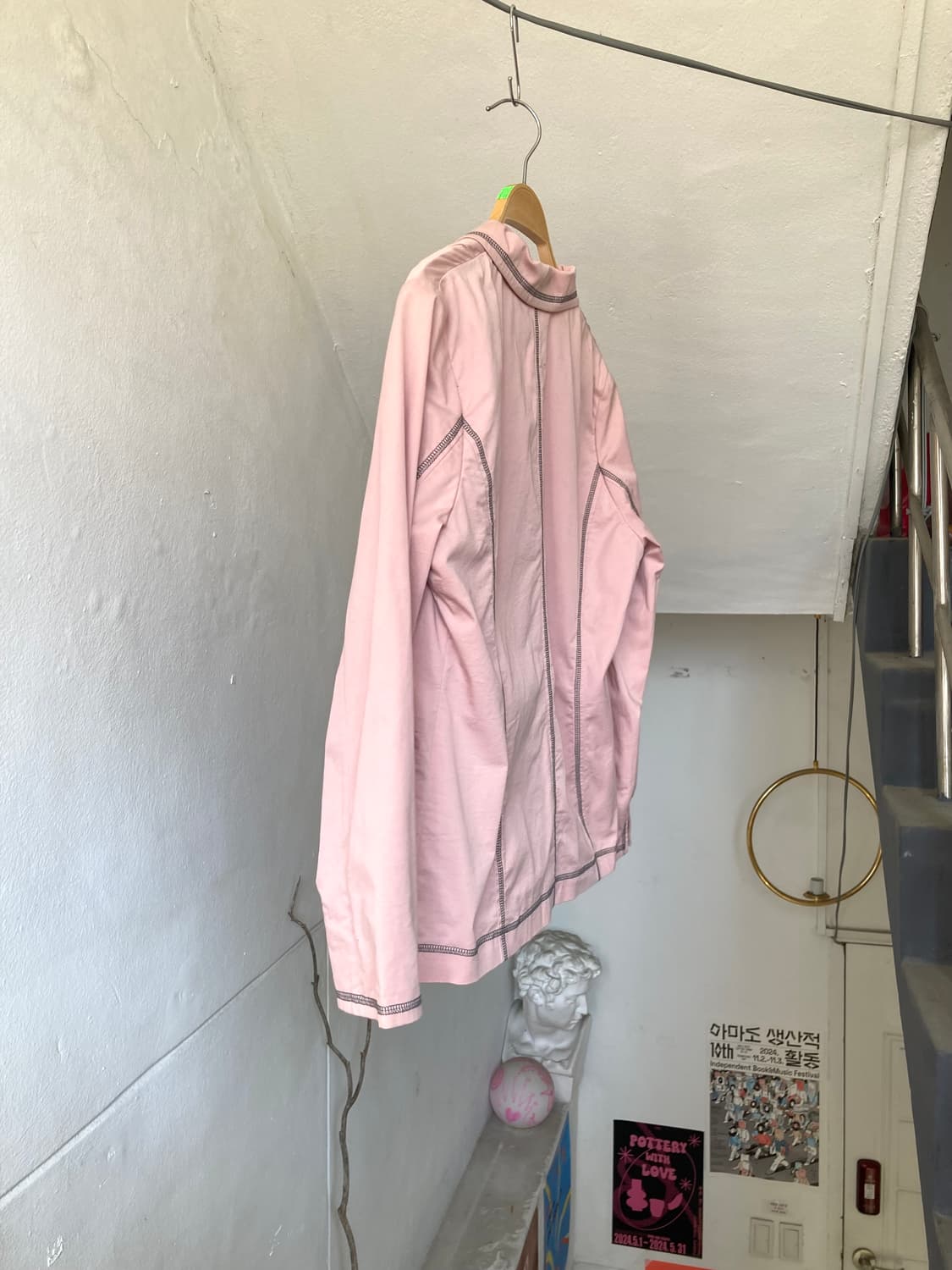 y2k 머드핑크 스티치 코튼 간절기 자켓 상품이미지6