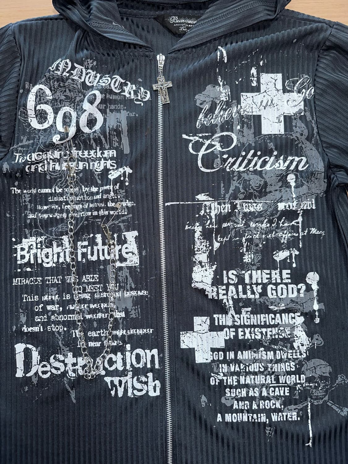 일본빈티지 Y2K 펑크 레터링 후드집업 상품이미지2