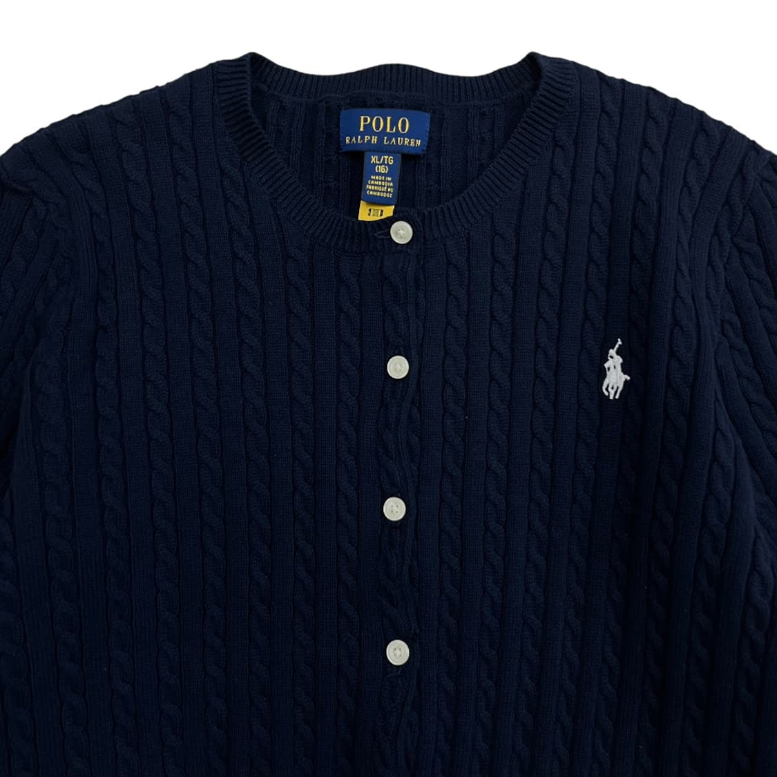 폴로 랄프로렌 화이트포니 네이비 꽈배기 가디건 XL 상품이미지4