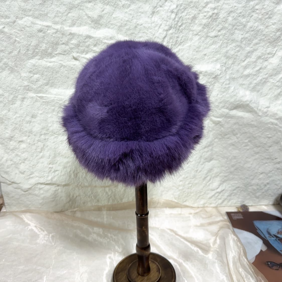 빈티지 다크보라 퍼 무스탕 모자 버킷햇 상품이미지3