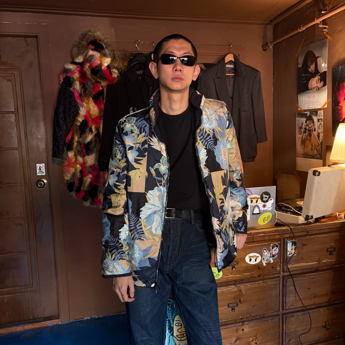 Ferragamo Blue Floral-Lined Puffer L 상품이미지3