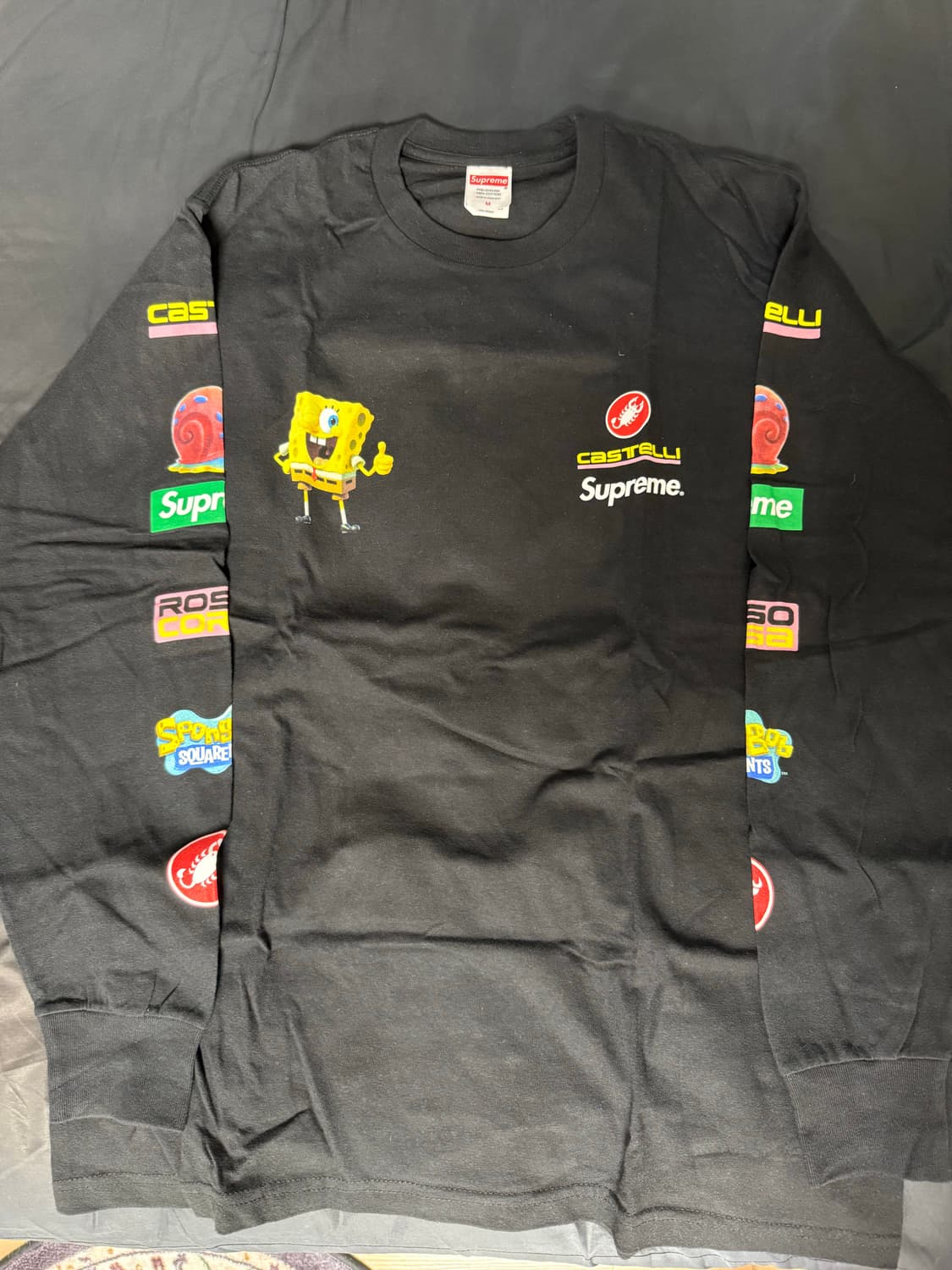 [M]슈프림 x 스폰지밥 카스텔리 레이싱 롱슬리브 티셔츠 블랙 상품이미지2