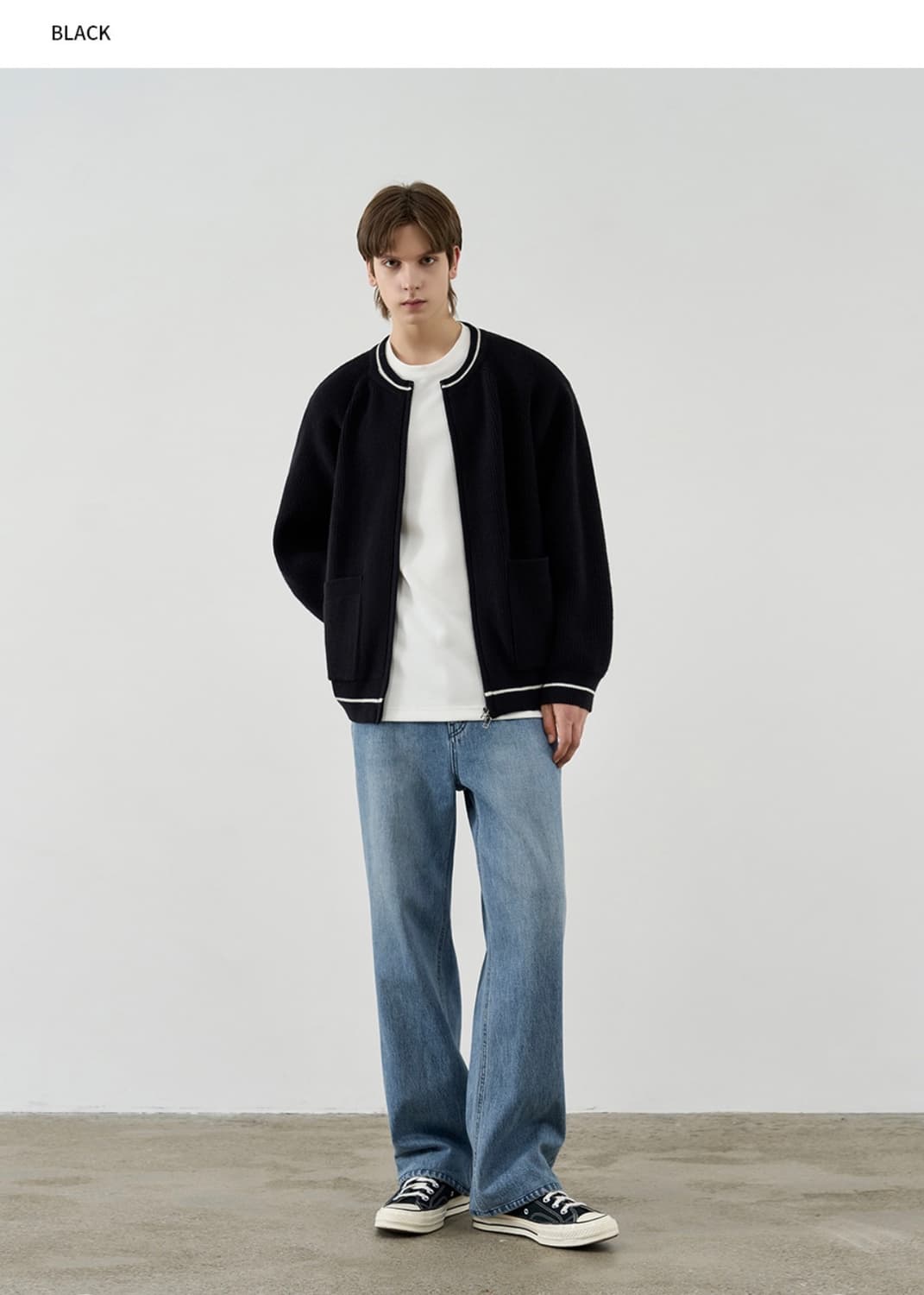 (새상품)(L) 드로우핏 벌룬 투웨이 집업 니트 [BLACK] 판매 상품이미지3