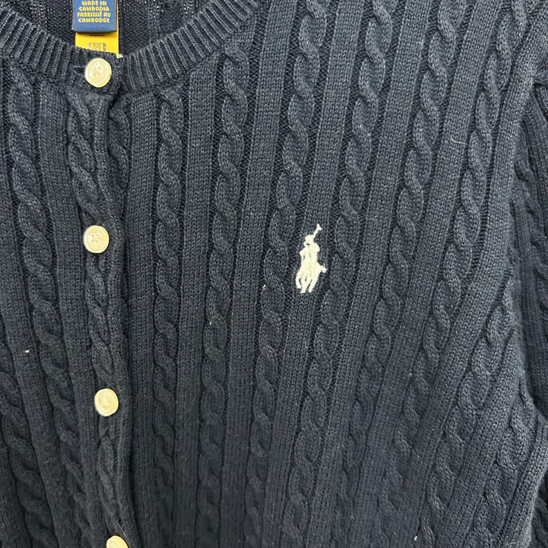 폴로 랄프로렌 신형 포니로고 케이블 니트 가디건 네이비 상품이미지4