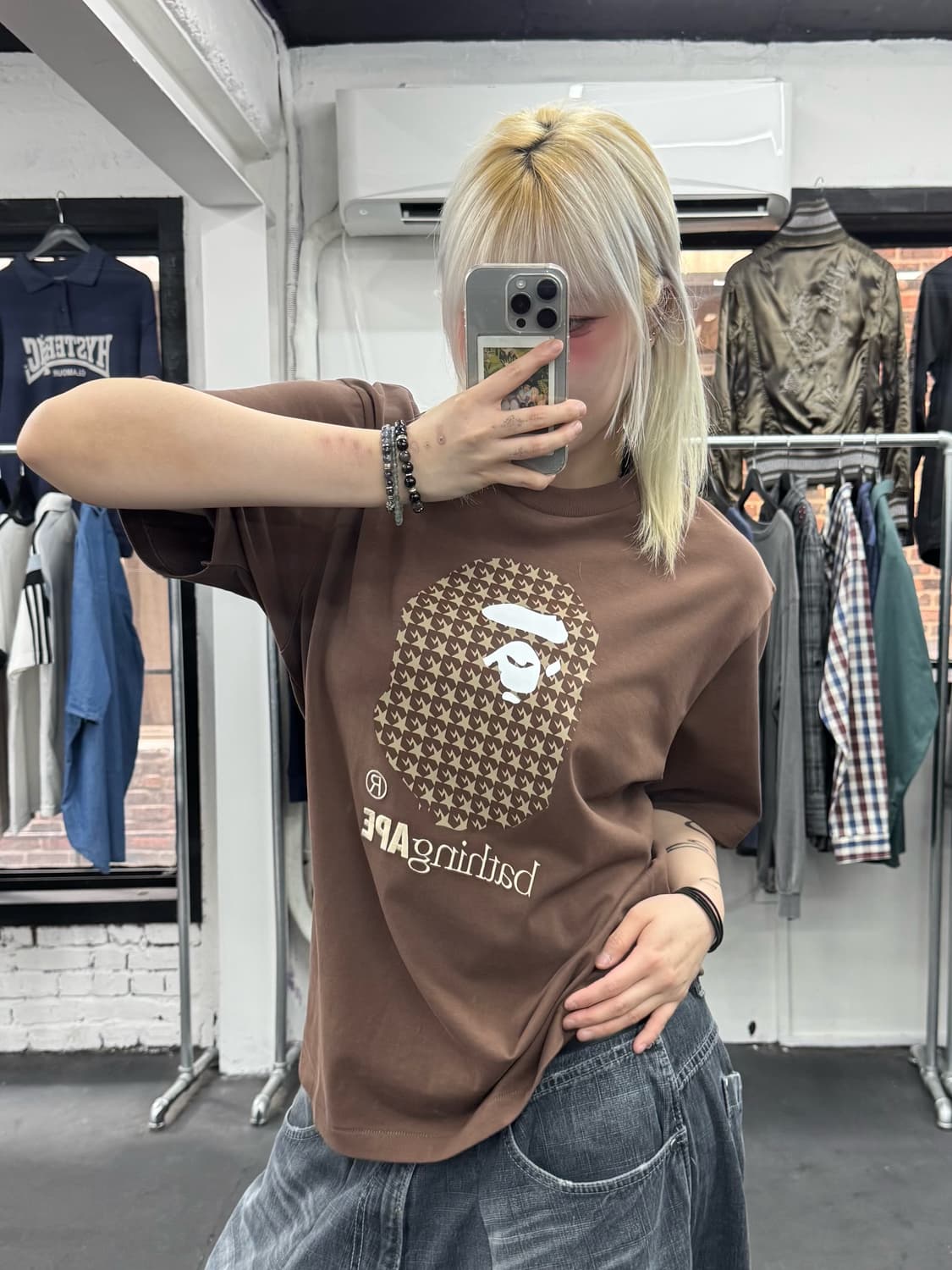 베이프 스타패턴 빅사루 티셔츠 상품이미지4
