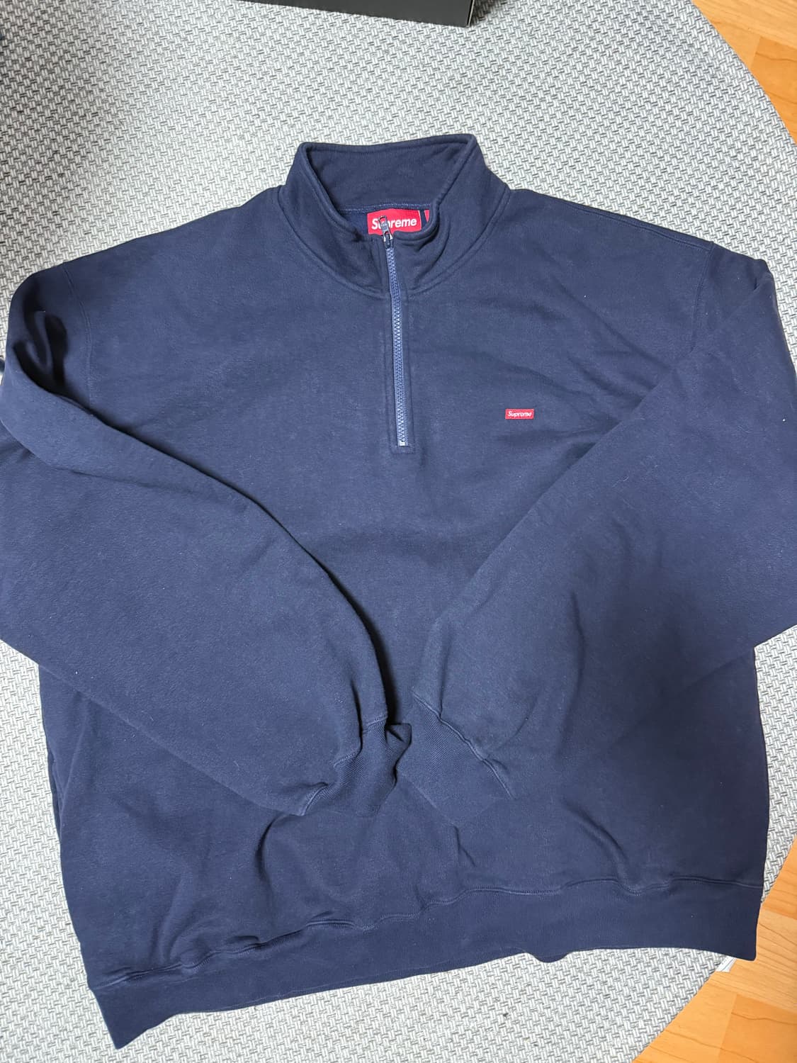 [XXL] 슈프림 스몰 박스 하프 집 풀오버 네이비 - 25SS 상품이미지1