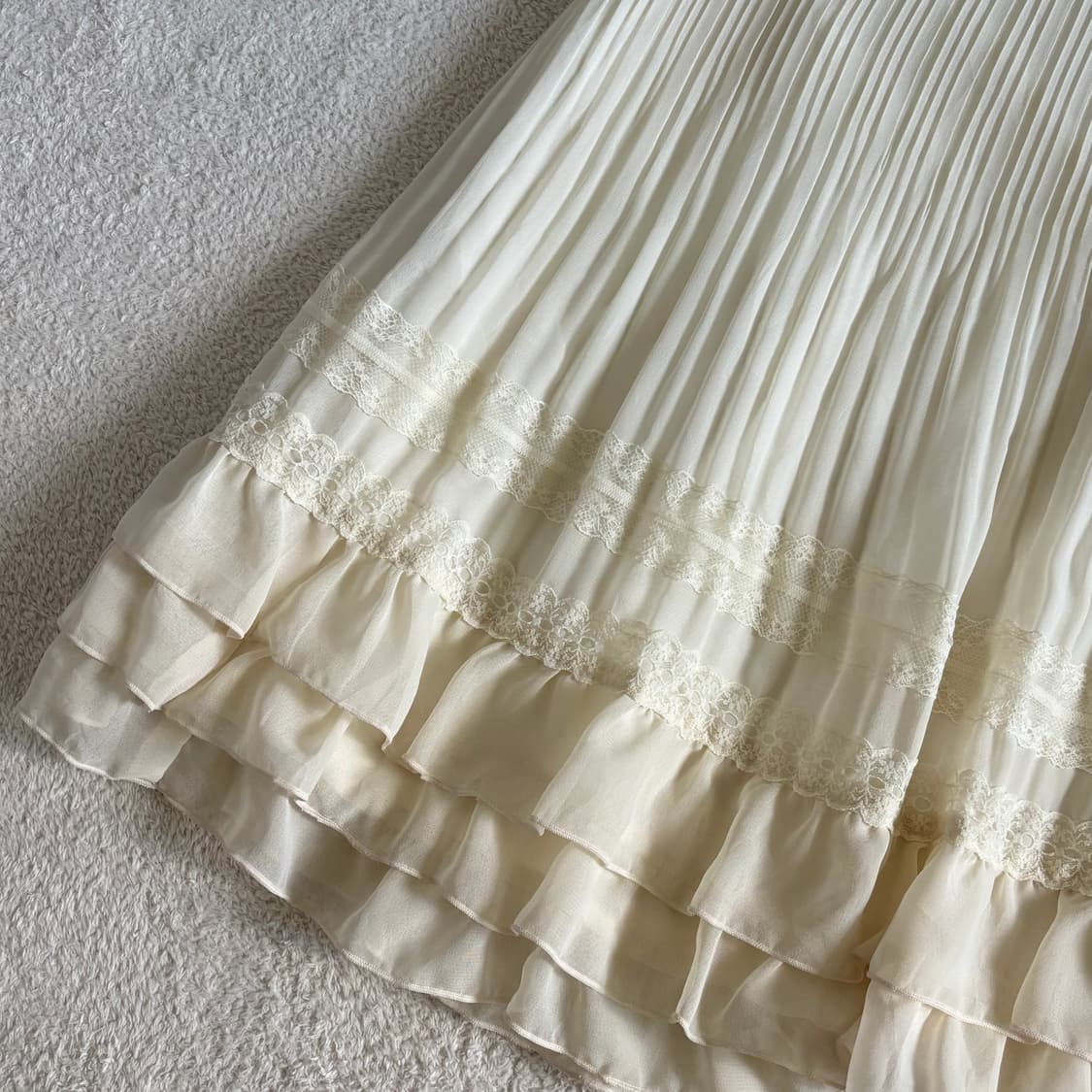 일본빈티지 GARCON DEUX 아이보리 프릴 레이스 스커트 상품이미지2