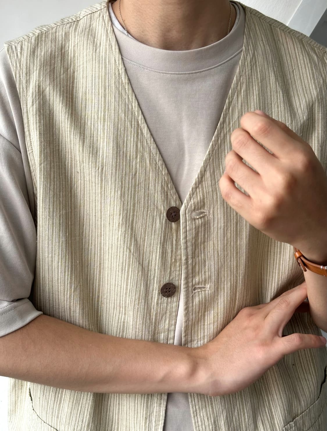 Linen cotton patterned design vest 상품이미지1