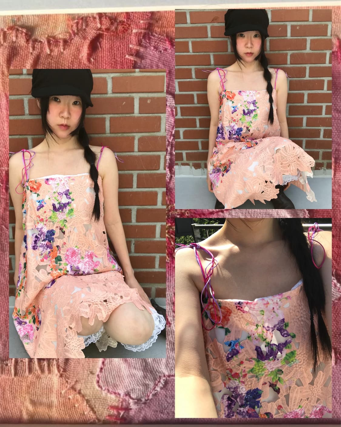 vintage flower pattern lace one-piece 상품이미지1