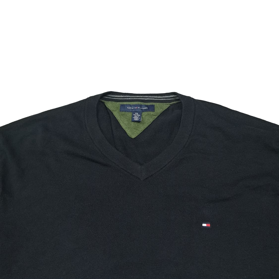 CL783 2XL 타미힐피거 코튼 브이넥 블랙 니트 스웨터 상품이미지2