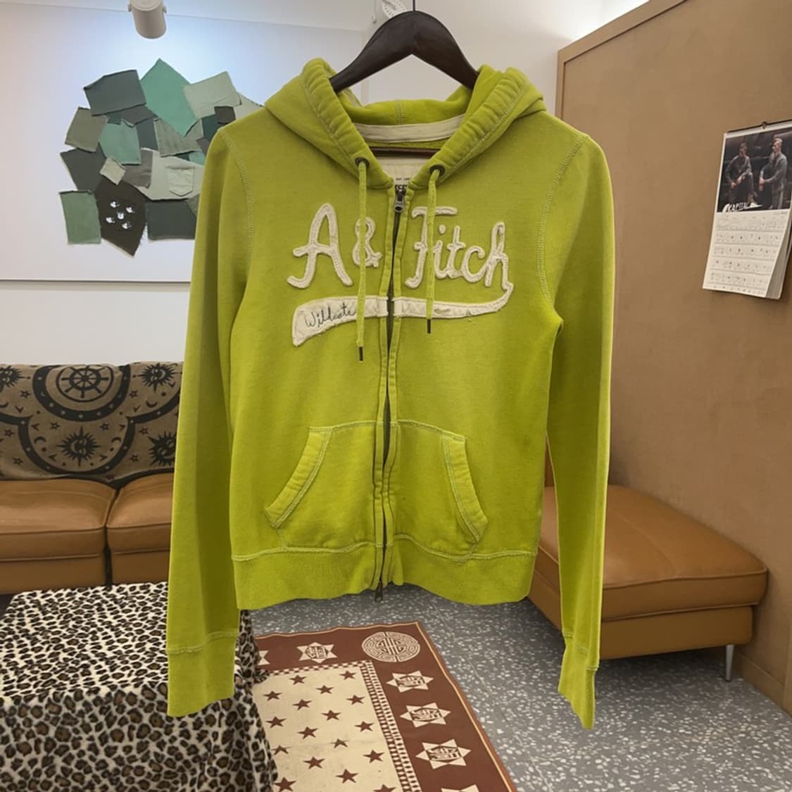 아베크롬비 Y2K 00's 라임그린 기모 후드집업 L C08854 상품이미지3