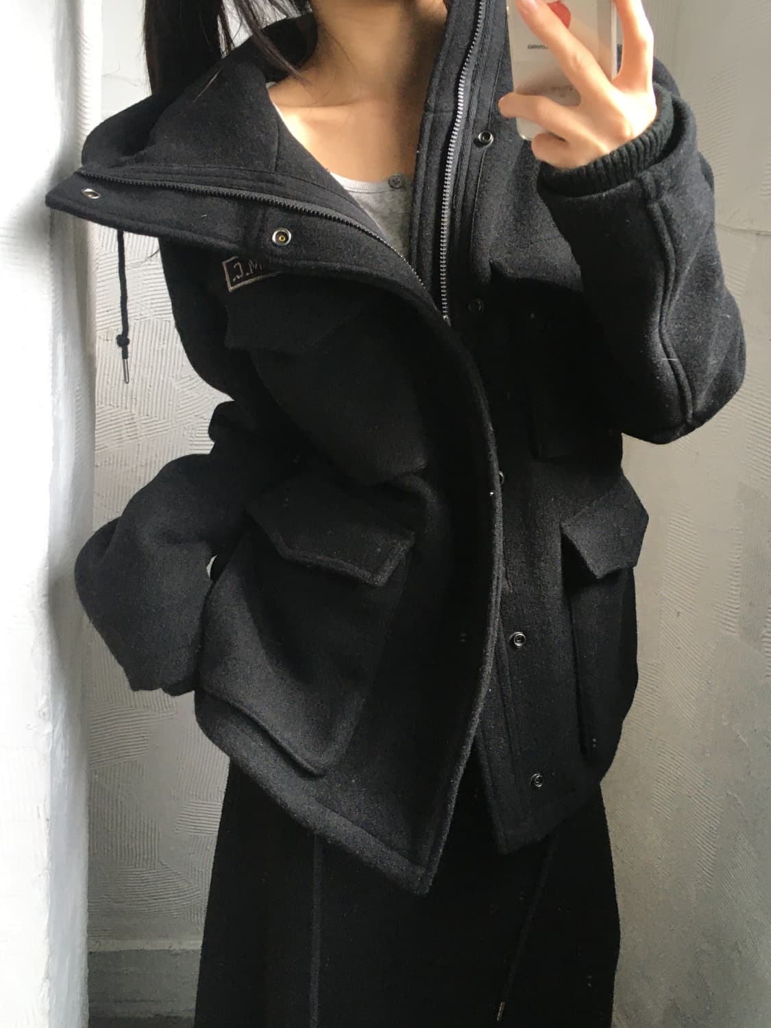 vanson 밴슨 블랙 울 후드 자켓 상품이미지2