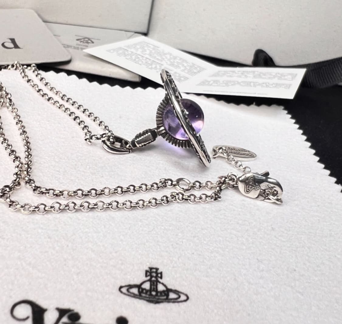 비비안웨스트우드 아카이브 퍼플 자수정 엔틱 3d orb 팬던트 목걸이 상품이미지5