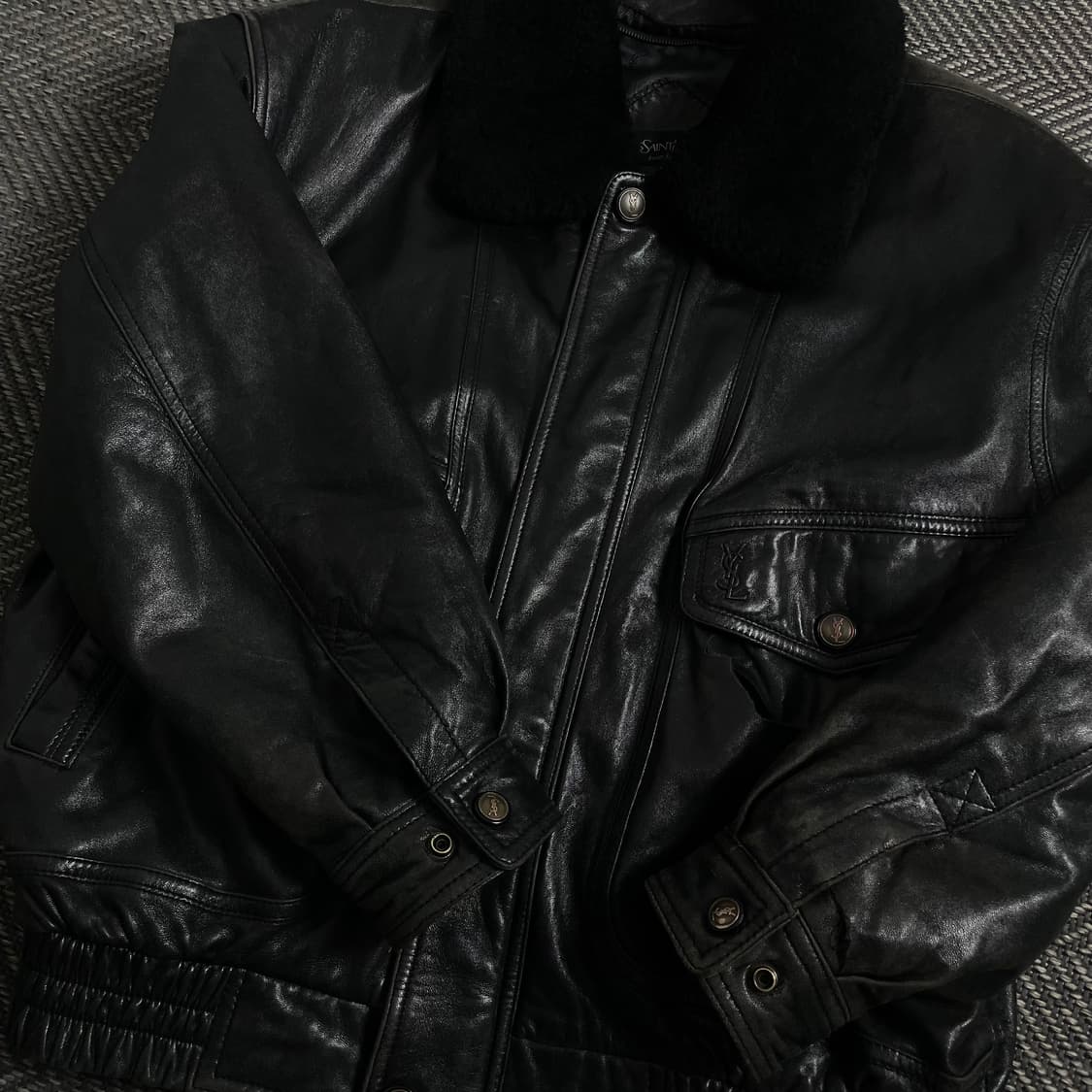 YSL 입생로랑 아카이브 퍼 트리밍 양가죽 봄버 레더 자켓 y 4440 상품이미지6