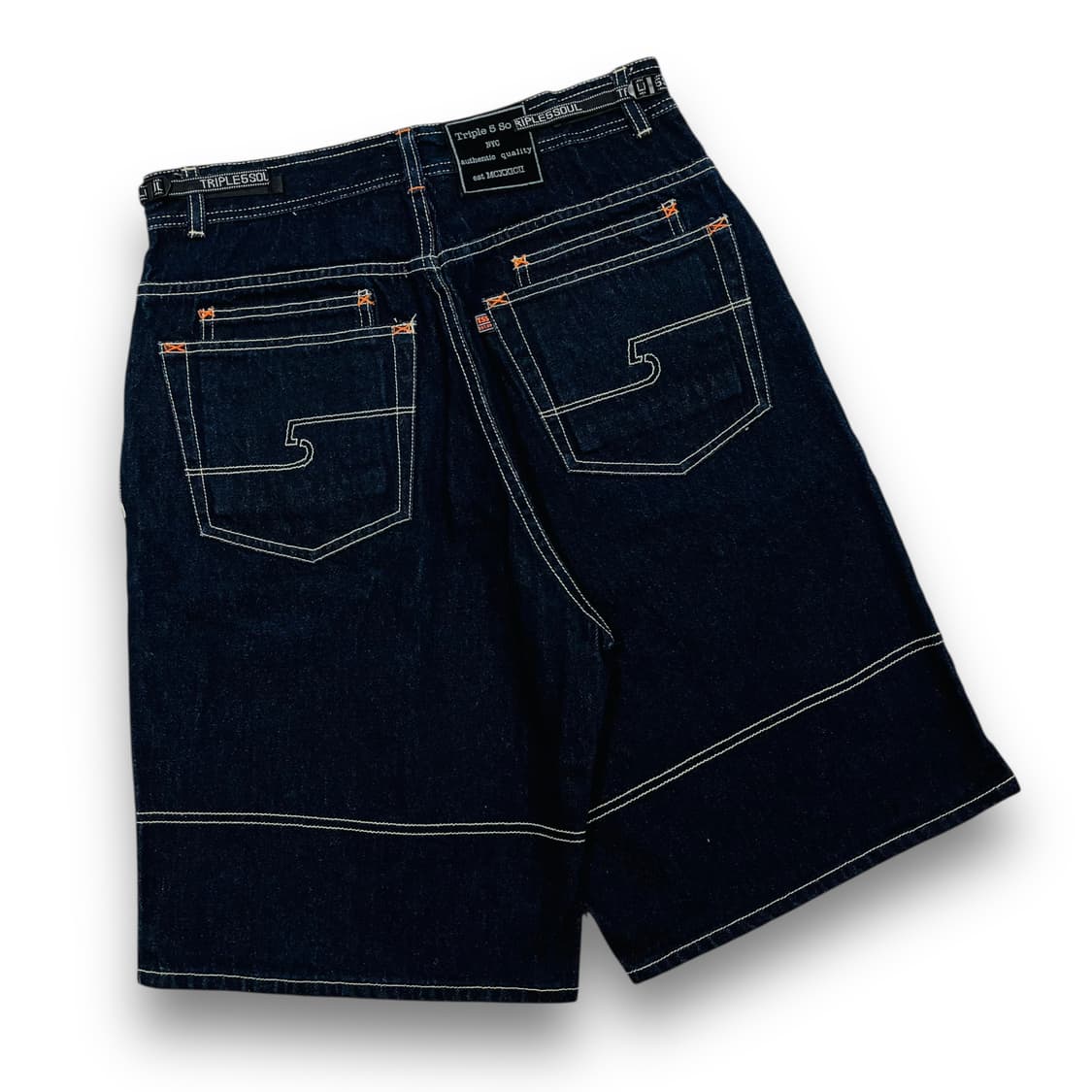 Triple 5 soul 올드스쿨 데님 통 하프 팬츠 상품이미지4