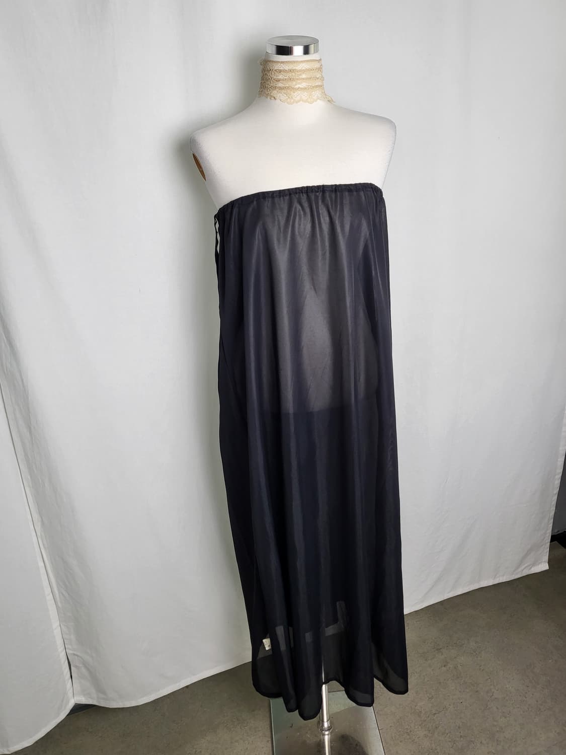 빈티지 블랙 롱 슬립 스커트 상품이미지2