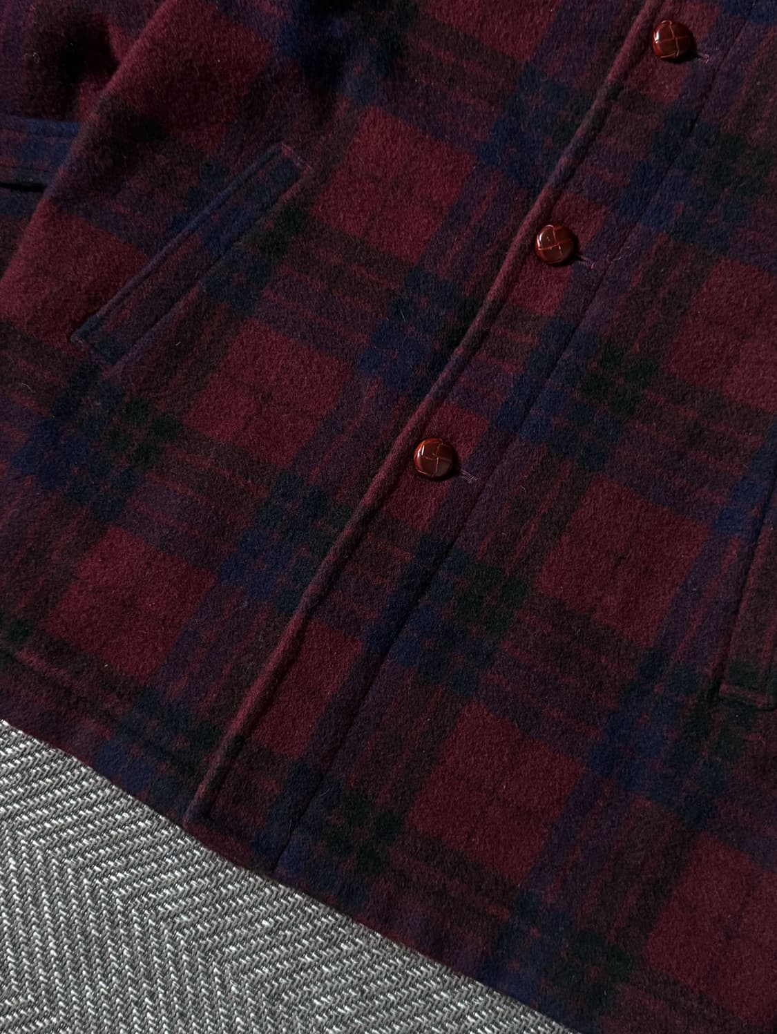 90s J.PRESS 제이프레스 울 체크 코트 (105-108) 상품이미지6