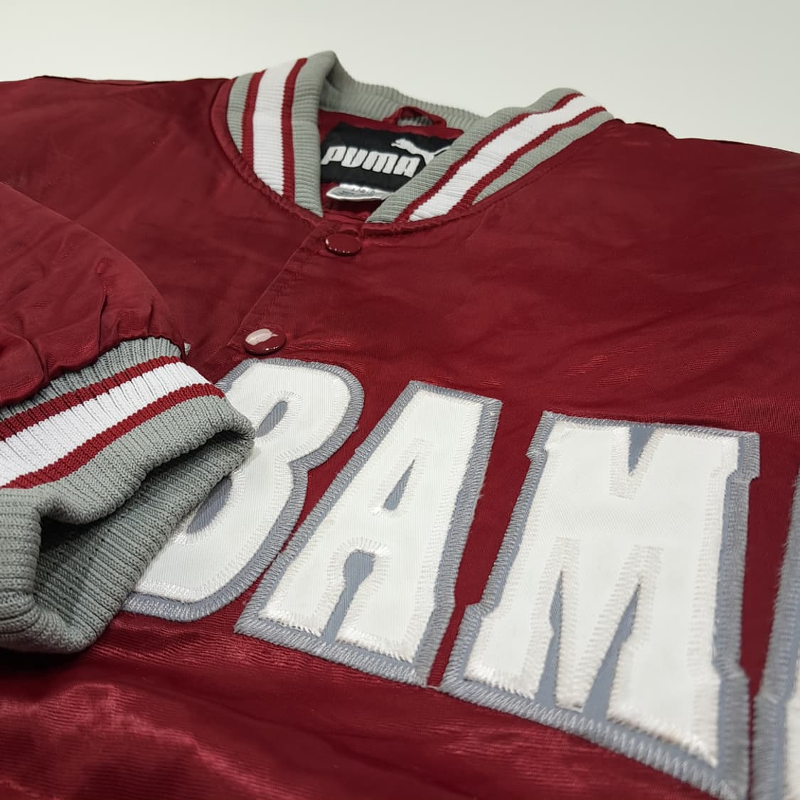 CL302 L 푸마 90s 한국산 나일론 아플리케 레드 바시티 자켓 상품이미지4