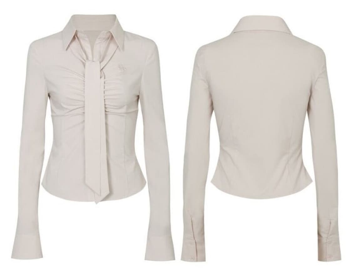 페인오어플레져 비비안 스카프 셔츠 베이지 M 상품이미지1