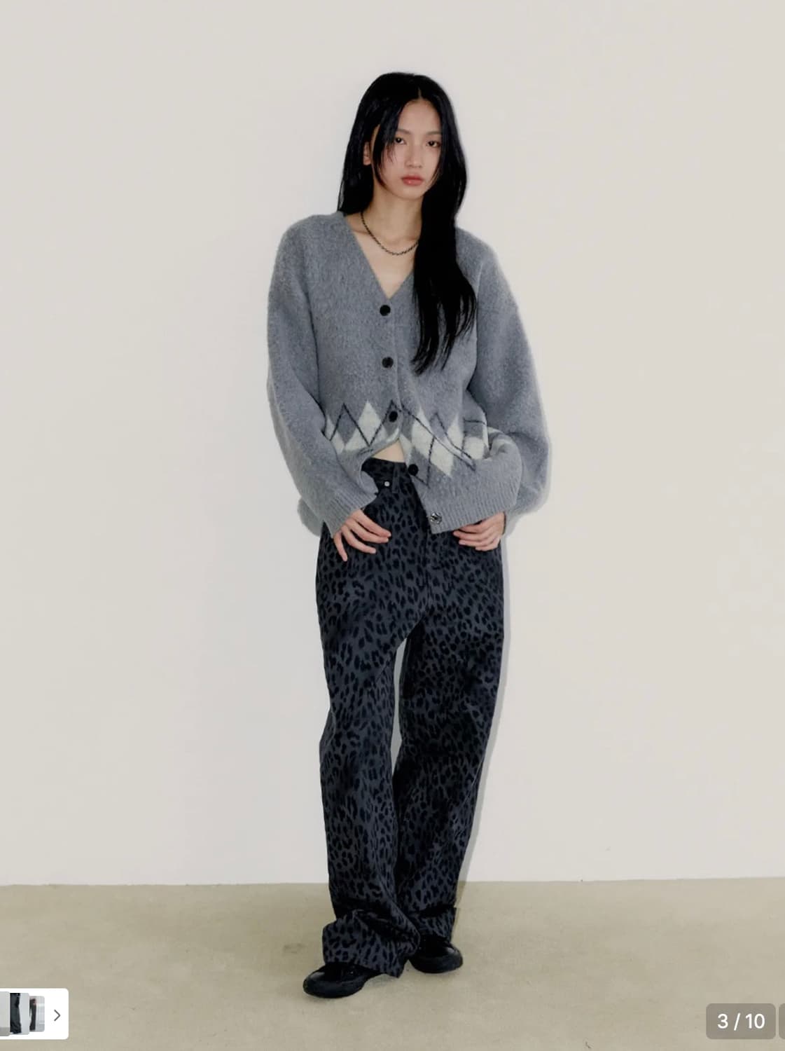 오피쉬 와이드 레오파드 팬츠 / 차콜 2size 상품이미지3