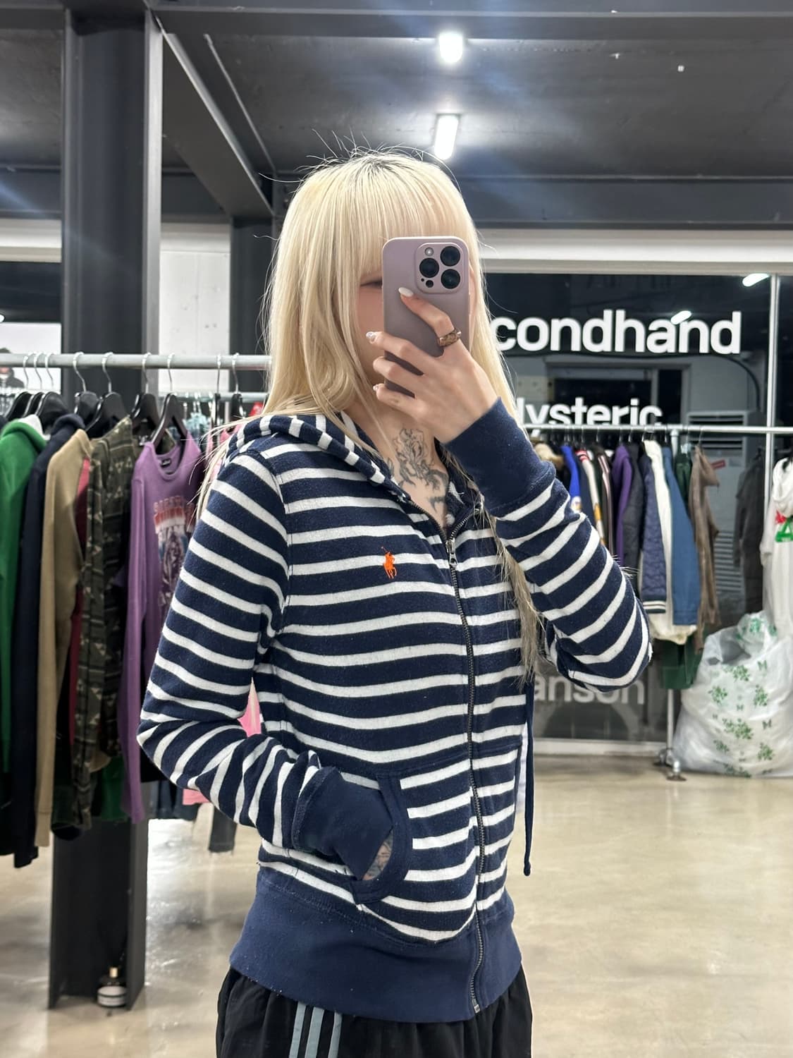 폴로 랄프로렌 스트라이프 후드 집업 상품이미지1